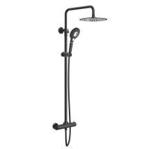 Colonne De Douche Thermostatique Ensemble De Douche Noir. Douche De Tête Ronde 25 X 25 Cm En Acier Inoxydable. Rainsworth