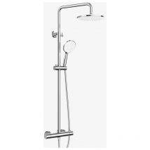 Colonne de Douche Thermostatique Ensemble de Douche Chromé Douche de tête Ronde 25 x 25 cm en ABS Rainsworth