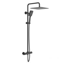 Rainsworth - Colonne de Douche Thermostatique Ensemble de Douche Noir. Douche de tête Carrée 30 x 30 cm en Acier Inoxydable.