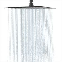 Rainsworth - Douche de Tête Carré 25 x 25 cm Cascade Ultra-mince en Acier Inoxydable, Avec buses anti-calcaire, Noir