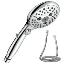 Rainsworth - Pommeau de Douche avec Fonction d'Arrêt de l'Eau, Haute Pression, 6 jets, Douchette Économique avec un tuyau de 1,5 m