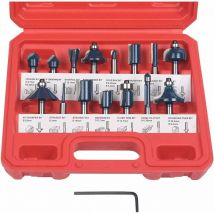 Fraises Defonceuse, 15 pcs Fraises à Rainurer Droites, Fraise de Rainure Set Cutter en Bois de Coupe Outil de Travail du Bois(Boîtier en Plastique)