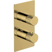 Rak Amalfi Brushed Gold Concealed 2 Handle Thermostatic Single Control Shower Valve - RAKAMA3301G