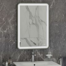 Rak Ceramics - rak Art Soft led Illuminated Bathroom Mirror with Demister Pad 700mm h x 500mm w - Brushed Nickel
