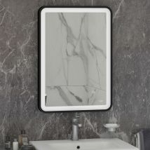 Rak Ceramics - rak Art Soft led Illuminated Bathroom Mirror with Demister Pad 700mm h x 500mm w - Matt Black