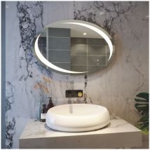 Rak Ceramics - rak Hades 900mm x 600mm Oval Illuminated led Mirror with Demister and Touch Sensor - RAKHAD5001 - Mirror