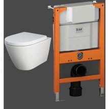 Rak Ceramics - rak Resort Rimless Wall Hung Toilet with Ecofix 820mm Toilet Frame - Soft Close Seat