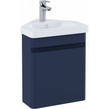Rak Resort Wall Hung Corner Vanity Unit with Basin 450mm Wide - Matt Denim Blue