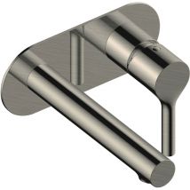Rak Sorrento Wall Mounted Basin Mixer Tap with Back Plate - Brushed Nickel