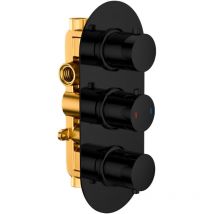 Rak Ceramics - rak Thermostatic Round 2 Outlet Concealed Shower Valve Triple Handle - Black