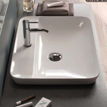 Rak Ceramics - rak Variant Rectangular Drop-In Wash Basin 550mm Wide 1 Tap Hole - Alpine White