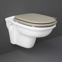 Rak Washington Rimless Wall Hung Toilet - Cappuccino Soft Close Wood Seat