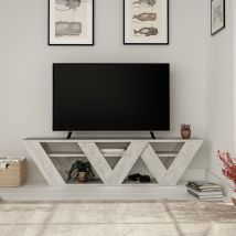 Decortie - Ralla Modern tv Stand Multimedia Centre tv Unit Ancient White With Shelves 158cm - White