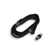 Rallonge 2 m. de câble coaxial connecteur droit et prise femelle 90° ø 9,5 mm. + code 32122 broche/fiche adaptateur