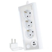 Nano Cable - Nanocable Bloc multiprises de table avec 3 prises avec terre et 2 prises usb avec lumière, Blanc