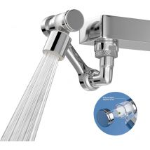 Lntyq Rallonge de robinet avec filtre - Rallonge de robinet à 1440 degrés avec élément filtrant - Robinet pivotant (Platine)