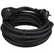 Perel - Rallonge, H05RR-F 3G2.5, 25 m, 16 A/230 v, 3680 w, type e/f, IP44, caoutchouc, noir