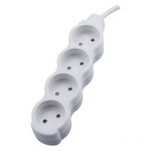 Rallonge électrique blanche - 4 prises - 3 mètres - 250V ac - IP20