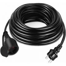 Rallonge éléctrique 20m pour multiprise - Câble d'extension - Noir - IP44 - Avec étui de protection - Rallonge de câble Naizy