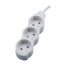 Rallonge électrique Schuko 3 prises - 5 mètres - Blanc - 3x1,5mm² - IP20