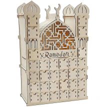 Fei Yu - Calendrier de l'Avent du Ramadan, calendrier de l'Avent réutilisable en bois avec 30 tiroirs, décoration Eid Mubarak, r