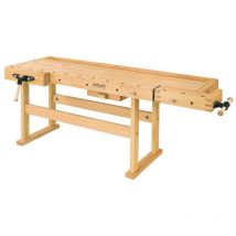 Etabli de bois pro (bois de hêtre massif) 2120x760x860 mm - premium Plus - Ramia