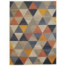 Thedecofactory - ramine - Tapis effet laineux motif triangle multicolore 195x270