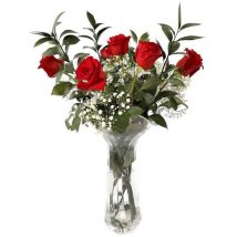 Ramo de Rosas Rojas Naturales Flor Natural Ramo de rosas rojas frescas 60cm de alto Ramo de 6 tallos (Estilo tradicional) - Jardin202
