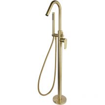 Ramon Soler - Conjunto de Grifo para Bañera de Pie Monomando Oro Cepillado con Accesorios Serie Alexia