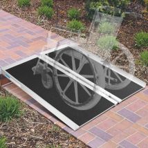 Rosvola - Rampa plegable para silla de ruedas de 270 kg, de aluminio, antideslizante, móvil, con asa y diseño ensanchado para escaleras, puertas y