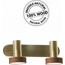 Sulion - Rampe de salle de bain avec spots led 2x5W Laiton / Bois IP23