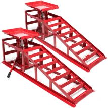 Wiltec - Rampe de voiture 2x avec Cric hydraulique 2000kg Réglable en hauteur Rampes d'accès Chargement