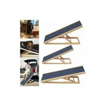 Dayplus - Rampe pour chien rampe pour chien de compagnie rampe antidérapante escalier tapis rampe en bois massif rampe pour chien 4 hauteur réglable