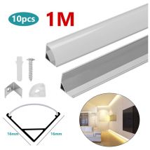 Einfeben 10x 1m led profilé aluminium bande d'angle bande bandes blanches rail aluminium,Forme-V