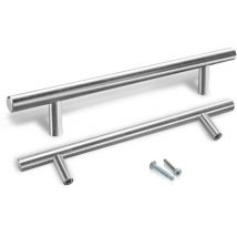 Swanew Poignées de Meuble Cuisine Acier Brossé t- Bar - Acier Inoxydable 156x96x10MM 50 pièces