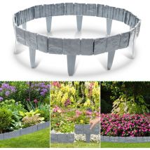 Swanew 10 stücke Rasenkante Kunststoff 2.5m Steinoptik Garden Border aus pp, Mähkante Beetumrandung Palisade Garten dekorativ, grau