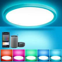 SWANEW 24W Smart LED Deckenleuchte mit RGB-Bluetooth für Flur, Treppenleuchte, Superslim, dimmbar