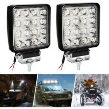 Randaco - 2PCS 48W Phare de Travail Carre a Leds dc 12V 24V Quad Camion Bateau Tracteur Offroad Imperméable