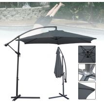 3.5m Parasol Parapluie Parasol de jardin Terrasse UV30+ Parasol de marché,Gris