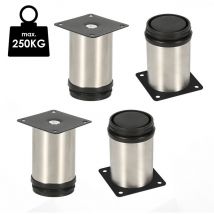4X Mobili Gambe Divano Supporto Gambe Armadio Regolabile Armadio Divano Gambe Letto Gambe Acciaio Inox100mm - Randaco