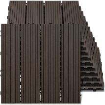 Randaco 22 Stücke Wpc Balkonfliesen Klickfliesen, 30x30 Cm, Hohe Belastbarkeit 1200 Kg/m², Drainagesystem, Innen & Außen Kaffee Braun