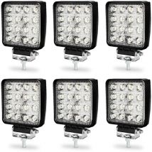 Randaco - 6x 48W Phare de Travail Carre a Leds Angle 60 dc 12V-24V Quad Camion Bateau Tracteur Offroad Impermeable