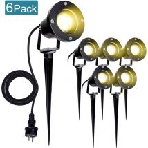 Randaco - vingo 6X led Gartenstrahler Gartenleuchte Warmweiss led Gartenbeleuchtung IP65 4W GU10 Mit Erdspiess Stecker Aussen Wiese für