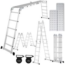 Randaco - swanew Aluminium Multifunktionsleiter 4x5 582cm bis 150kg belastbar Verstellbar, Gelenkleiter Klappleiter Stehleiter Aluleiter mit