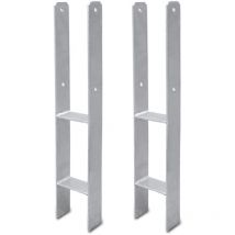Randaco Ancoraggio del palo Supporto del palo Ancoraggio ad h Carport argento 81 mm - 2 pezzi