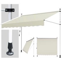 Swanew Auvent Rétractable, Store Balcon en Métal et Polyester, Hauteur Réglable, avec Manivelle 3.5M, Beige