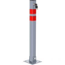 Randaco - Poteau de Parking 1x Poteau de délimitation 65cm Barrière de parking Rabattable Bollard à bétonner Poteau de barrage