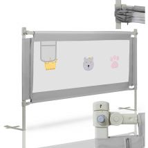 VINGO 180cm Bettgitter Kinder Bettschutzgitter Höhenverstellbar Rausfallschutz Bett für Kinder Kinderbettgitter mit luftiges Netz, für Familienbett