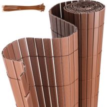 Swanew Canisse en pvc pour le jardin, Balcon clôture brise-vent, Balcon ou terrasse Double face, Occultant Cloture, Marron 140 x 500cm