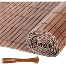 Swanew Canisse en pvc pour le jardin, Balcon clôture brise-vent, Balcon ou terrasse Double face, Occultant Cloture, Marron 120 x 1000cm